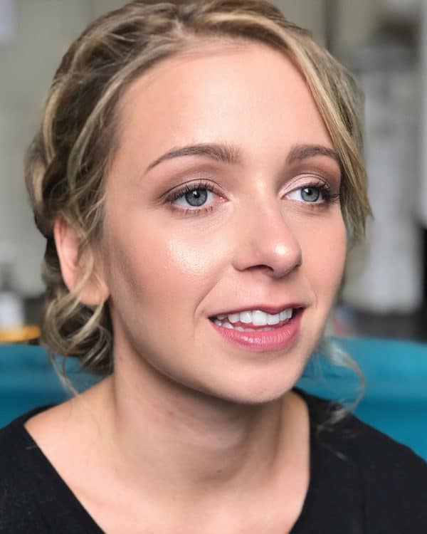 close up of natural makeup for bridesmaid