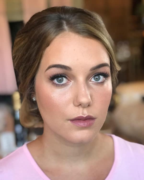close up of bridal glam by wedding hair and makeup artist Chloe